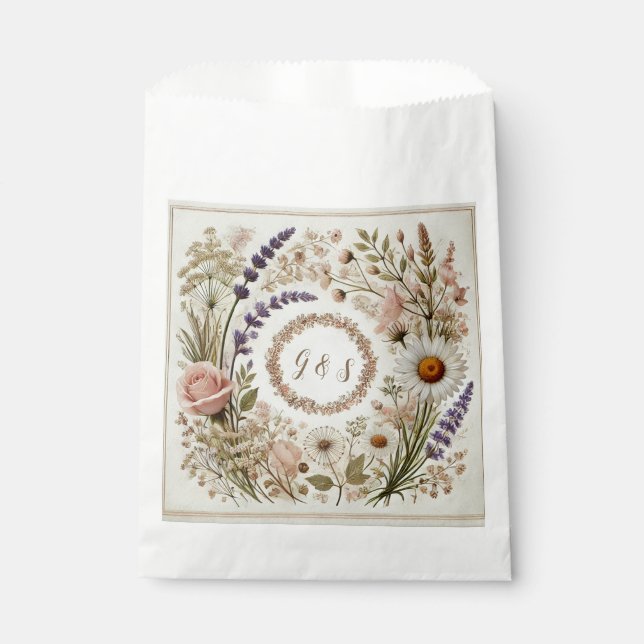 Rustikale Cotgore-Gastgeschenk Hochzeit Geschenktütchen (Vorderseite)