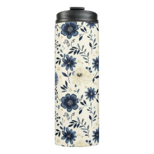 Rustikale Cottagecore Blaue Blumen Garten Thermosbecher