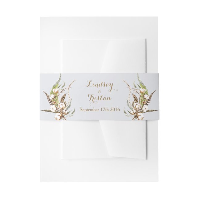 Rustikale Cotton Floral Wedding Einladungsbanderole (Vorderseite Beispiel)