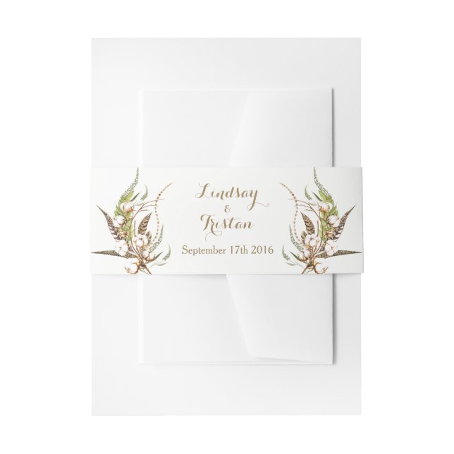 Rustikale Cotton Floral Wedding Einladungsbanderole (Vorderseite Beispiel)