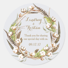 Rustikale Cotton Floral Wedding Runder Aufkleber