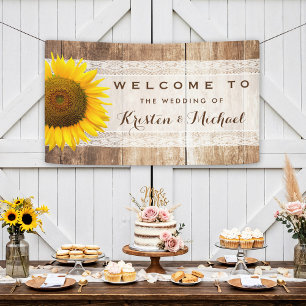 Rustikale Country Barn Wood Sunflower Wedding Part Banner