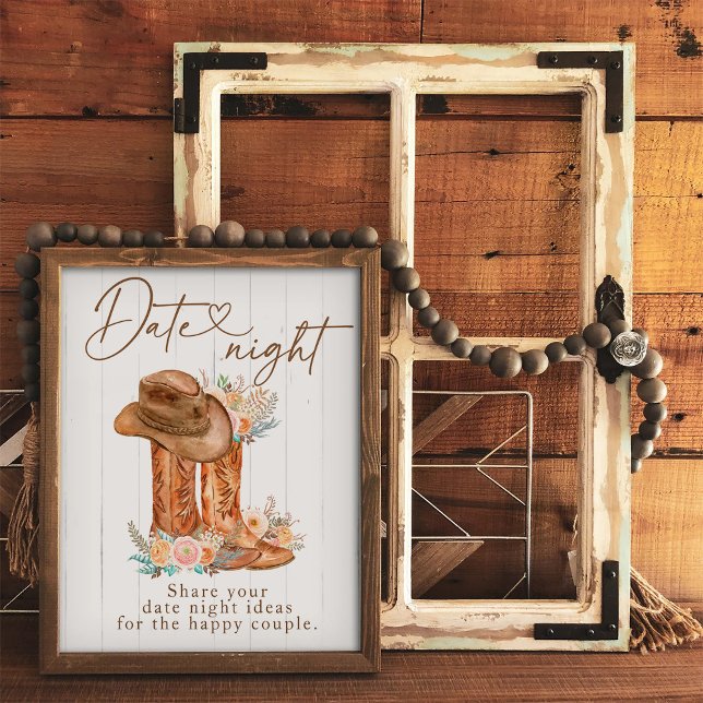 Rustikale Country Boots & Hat Date Night Ideensign Sockelschild (Von Creator hochgeladen)