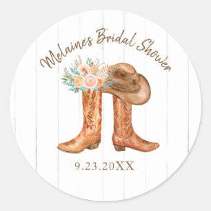 Rustikale Country Boots Round Wedding Stickers