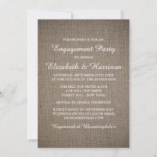 Rustikale Country Burlap Engagement Party oder Dus Einladung