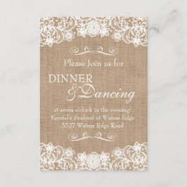 Rustikale Country Burlap Lace Hochzeitsankündigung Einladung