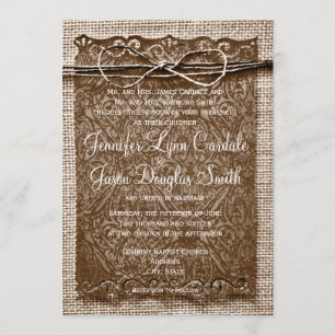 Rustikale Country Burlap Twine Scroll Hochzeit Ein Einladung