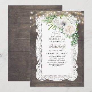 Rustikale Country Chic Floral Geburtstagsparty Einladung