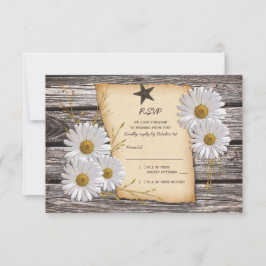 Rustikale Country Daisy Wedding Repair Card RSVP Karte