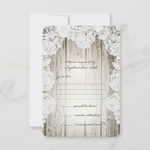 Rustikale Country Imitate Lace Barnwood Wedding RS RSVP Karte