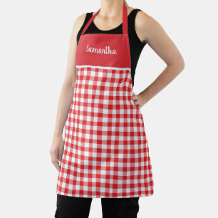 Rustikale Country-Rot-Gingham-Name Personalisiert Schürze