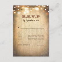 Rustikale Country String Lights Hochzeit RSVP Card