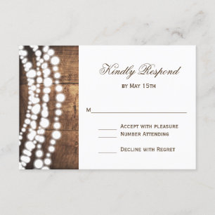 Rustikale Country String Lights Hochzeit RSVP Card Karte