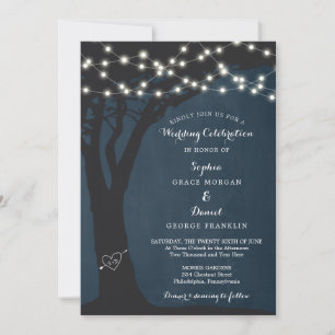 Rustikale Country String Lights Hochzeitseinladung Einladung