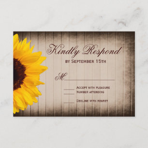 Rustikale Country Sunflower Wedding RSVP Cards Karte