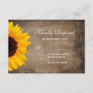 Rustikale Country Sunflower Wedding RSVP Cards Karte
