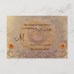 Rustikale Country Sunflower Wedding RSVP Cards Karte