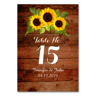 Rustikale Country Sunflowers Fern Wedding Table Ca Tischnummer
