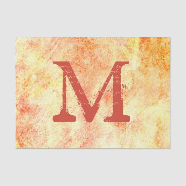 Rustikale Country Textur Blassgelbe Rost Monogramm Seidenpapier (Vorderseite)