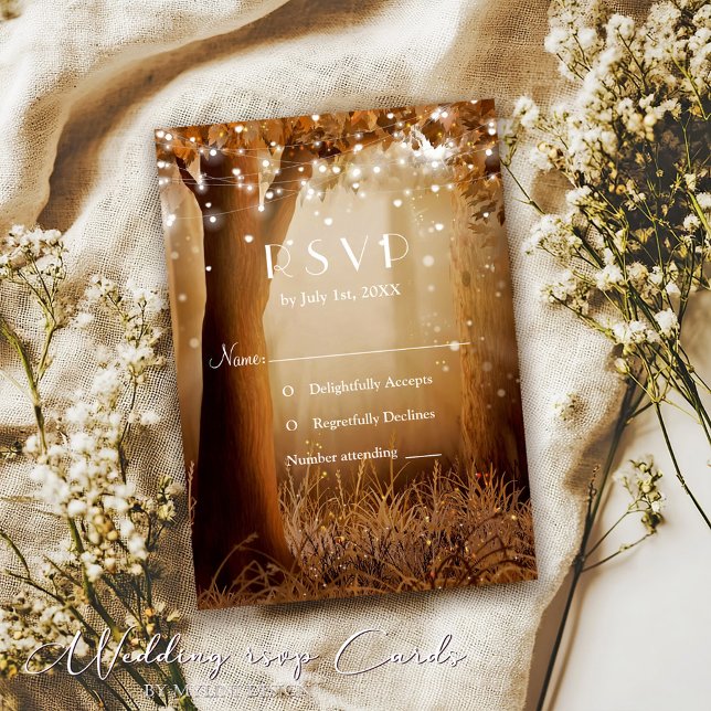 Rustikale Country Tree String Lights RSVP Card (Von Creator hochgeladen)