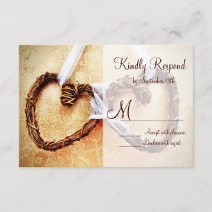 Rustikale Country Western Hearts Wedding RSVP Card