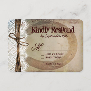 Rustikale Country Western Horseshoe Wedding RSVP C