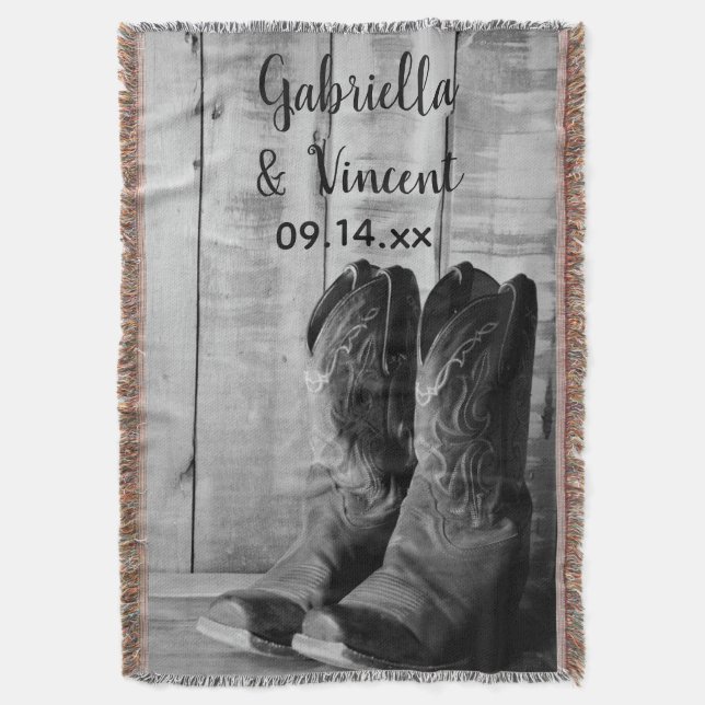 Rustikale Cowboy Boots Country Western Hochzeit Decke (Vorderseite Vertikal)