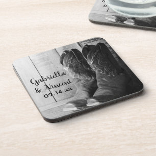 Rustikale Cowboy Boots Country Western Hochzeit Untersetzer