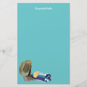 Rustikale Cowboy Boots Hat Blue Lila Blanket Custo Briefpapier