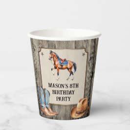 Rustikale Cowboy Horseback Reiten Geburtstagsparty Pappbecher