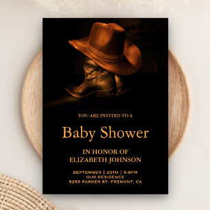 Rustikale Cowboy-Hut und Stiefel-Baby-Party Einladung