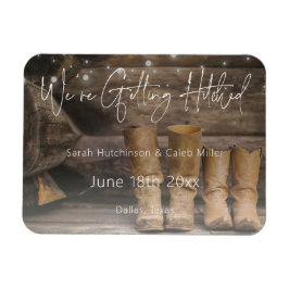 Rustikale Cowboy Ranch Hochzeit retten Datum Magnet
