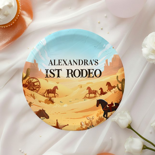 Rustikale Cowboy-Rodeo 1. Geburtstagsfeier Pappteller (Von Creator hochgeladen)