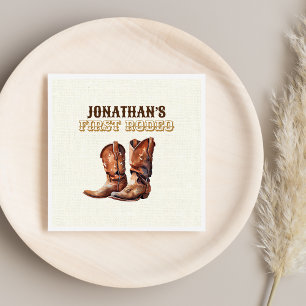 Rustikale Cowboy-Stiefel 1. Rodeo-Geburtstagspapie Serviette