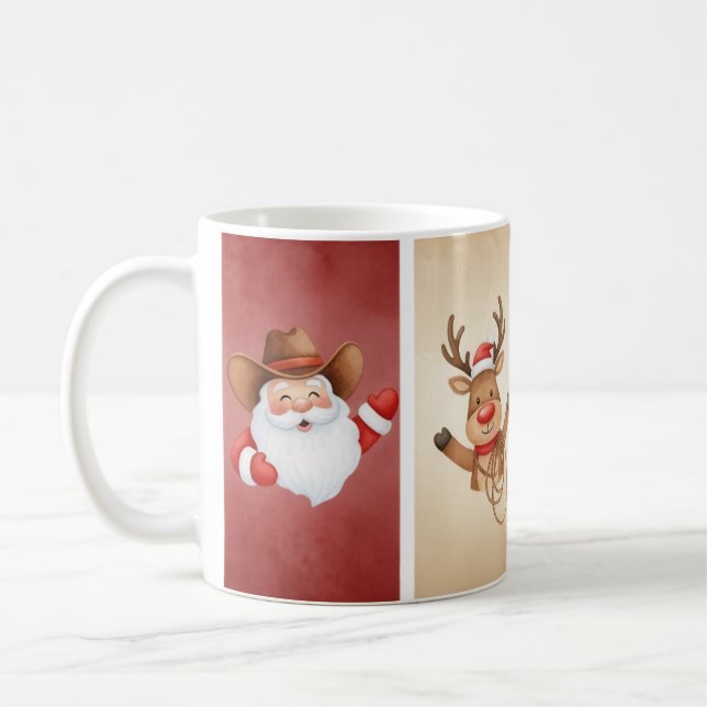 Rustikale Cowboy-Tasse, Rentier und Pferde Kaffeetasse (Links)