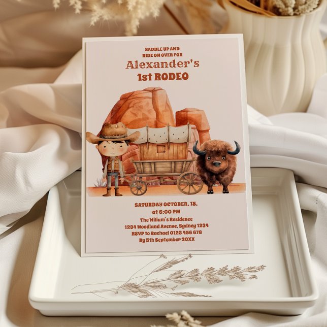 Rustikale Cowboy Western Kuh erste Rodeo 1. Geburt Einladung (Von Creator hochgeladen)