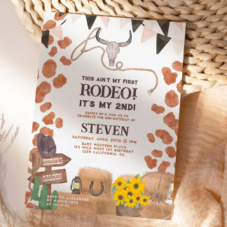 Rustikale Cowboy Western Kuh erste Rodeo 2. Geburt Einladung
