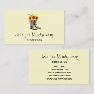 Rustikale Cowboystiefel mit Sonnenblumen Visitenkarte