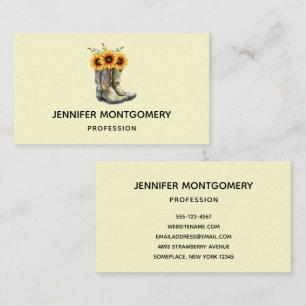 Rustikale Cowboystiefel mit Sonnenblumen Visitenkarte