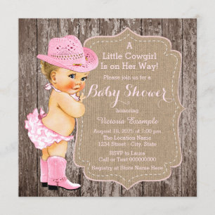 Rustikale Cowgirl-Baby-Party Einladung