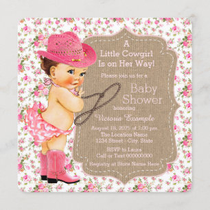 Rustikale Cowgirl-Baby-Shower-Einladung mit floral Einladung