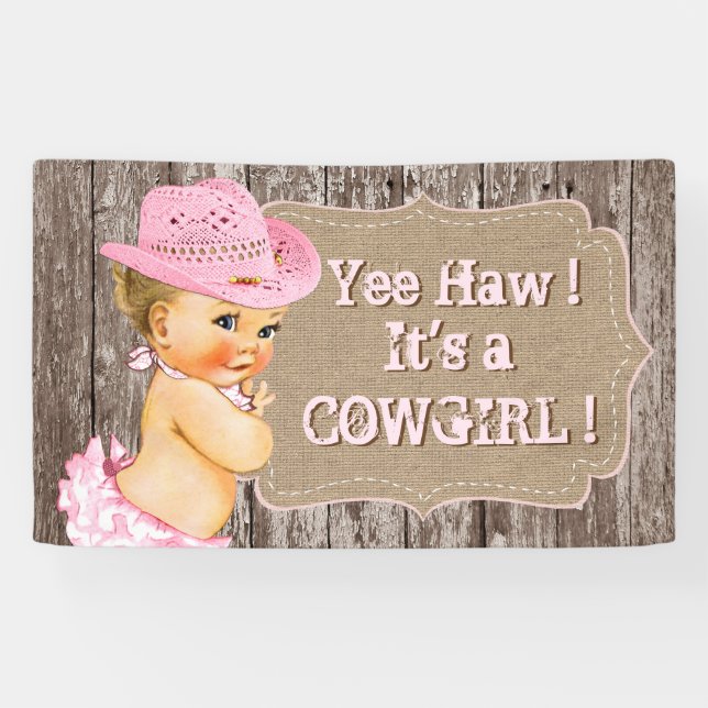 Rustikale Cowgirl Babydusche Banner (Horizontal)