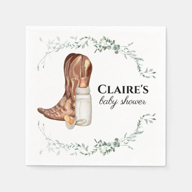 Rustikale Cowgirl Babydusche Custom Napkin Serviette (Vorderseite)