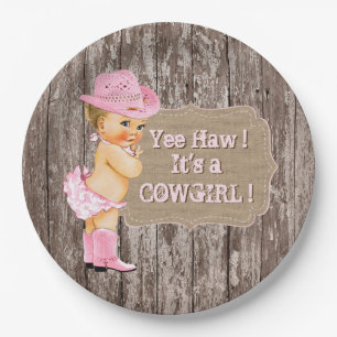 Rustikale Cowgirl Babydusche Pappteller