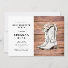 Rustikale Cowgirl Stiefel und Rose Junggeselinnen- Einladung