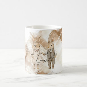 Rustikale Creme Braun Gestreift Hase Kaninchen Lie Kaffeetasse