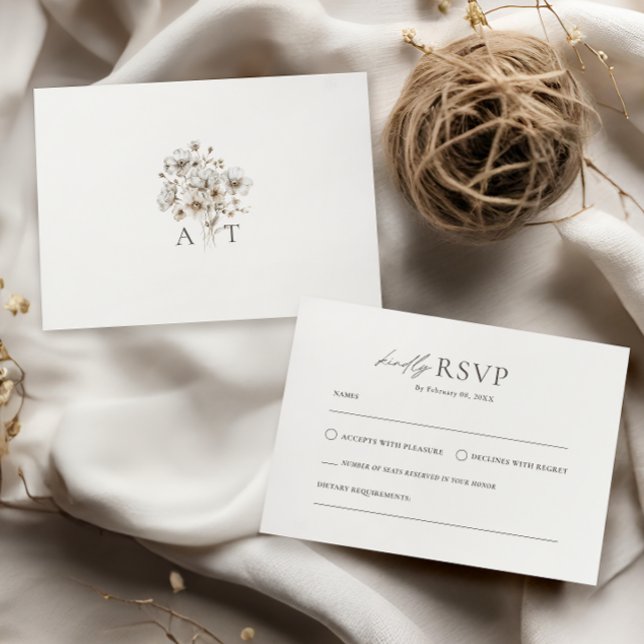 Rustikale Creme Floral QR Code UAWG Wedding Begleitkarte (Von Creator hochgeladen)