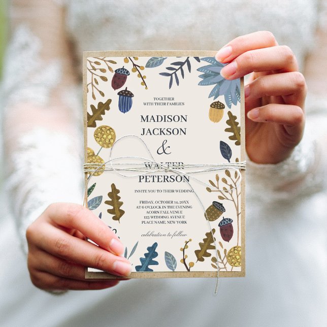 Rustikale, cremefarbene Herbstlaube Einladung (Rustic off-white fall leaves wedding invitation)