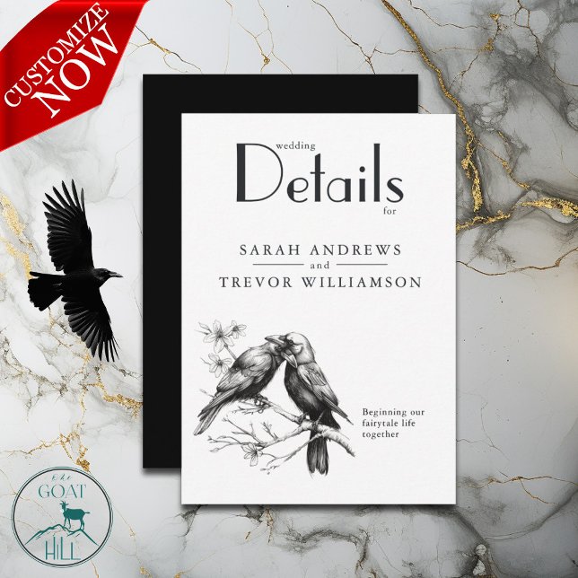 Rustikale Crow Lovers Begleitkarte (easy to customize)