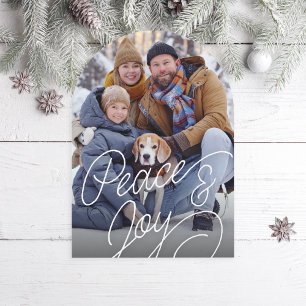 Rustikale Cursive Peace and Joliday Foto Card Einladung